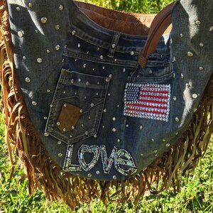Brand New Bag - Denim and Bling come together in this everyday Satchel